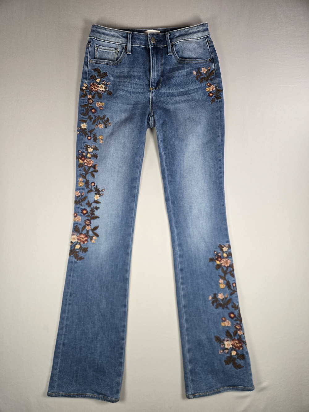 Driftwood Kelly Bootcut Embroidered Jeans 26x33 Boho Floral Whispering Vines